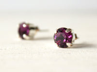 Happy Birthday February Birthstone Stud Earrings in Amethyst